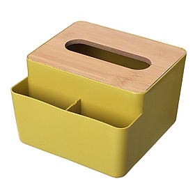Tissue Cover Napkin Dispenser with Storage Compartment for Kitchen Home Yellow