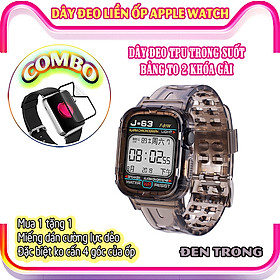 Mua Dây đeo liền ốp dành cho Apple Watch 7/6/5/4/3/2/1 size 38/40/41/42/44/45mm TPU trong suốt bản to 2 khóa gài - nhiều màu (tặng cường lực dẻo theo size)
