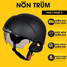 Mũ Bảo Hiểm Nửa Đầu Kính Ẩn ANDES 139 - Nhiều Màu - đen nhám