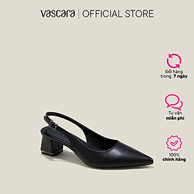 Vascara Giày Slingback Mũi Nhọn Gót Trụ Nhấn Viền Kim Loại - BMN 0624