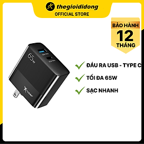 Mua Adapter Sạc 2 cổng USB Type C PD QC 3.0 GaN 65W Xmobile MFR65 Đen - Hàng chính hãng