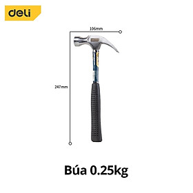 Búa Lùn Nguyên Khối Deli Chính Hãng - Đóng Đinh, Nhổ Đinh Dễ Dàng, Tiện Dụng - Nhỏ Gọn, Tay Cầm Bọc Cao Su - DL441008