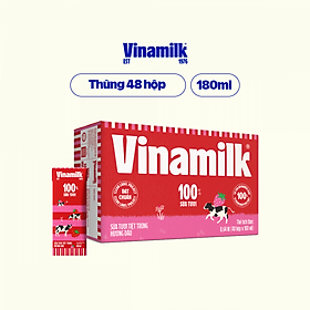 Thùng 48 Hộp Sữa Tươi Tiệt Trùng Vinamilk 100% Hương Dâu (180ml)