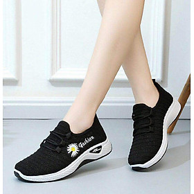 Giày thể thao nữ hoa cúc đi bộ cực êm siêu xinh V253 - Đen - Size 37