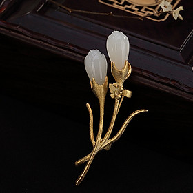 Trâm cài áo ngọc lan ngọc bích trắng