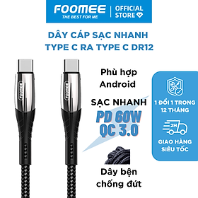 Mua Dây Cáp Sạc Nhanh 3A Type C ra Type C PD60W FOOMEE DR12 - Dài 1.2m Hỗ Trợ Truyền Dữ Liệu - Màu Đen - Hàng Chính Hãng