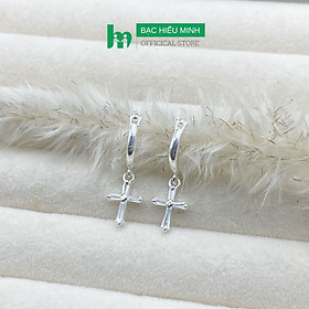  Hoa Tai Bạc Ta 925 Hình Thánh Giá Đính Đá Bạc Hiểu Minh HT393