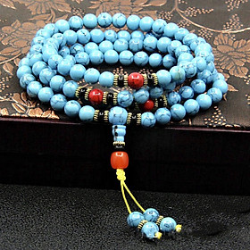 VÒNG TAY CHUỖI 108 HẠT NGỌC LAM TÂY TẠNG 8mm NĂNG LƯỢNG BÌNH AN