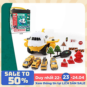 Đồ chơi máy bay lắp ráp KAVY 269-19 kèm 4 xe công trình có tua vít biển bảo rèn luyện kĩ năng thực hành cho bé