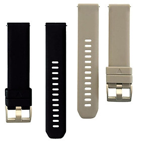 2 Pieces Watch Straps Silicone Quick Release Soft Rubber Replacement Watch Bands for Garmin Vivoactive 3/HR/ Forerunner 645 Gray+Black