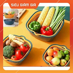 Mua Combo 6 Món Rổ Nhựa Ráo Nước  Rổ Rửa Rau Củ Hai Lớp Cao Cấp