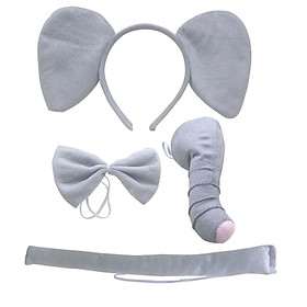 Elephant Ears Headband Nose Bow Tie Tail Props Comfortable Adorable Headwear Costume Accessories Cosplay for Themed Party Holidays Festivals