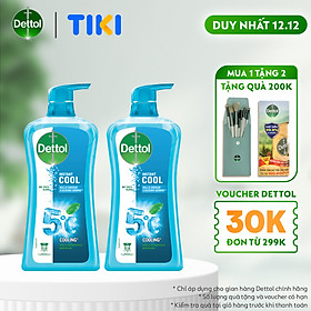 Combo 2 chai sữa tắm Dettol mát lạnh tức thì - Chai 950g