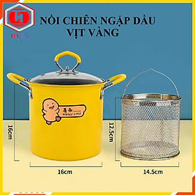 Nồi Chiên Ngập Dầu Mini, Nồi Chiên Vịt Vàng Cute, Nồi Chống Dính Có Nắp Đậy, Tặng Kèm Giỏ Chiên - Hàng Nhập Khẩu