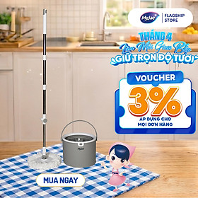 Thùng Lau Nhà Tròn MyJae Tiện Lợi Thông Minh Giặt Vắt 2 Trong 1