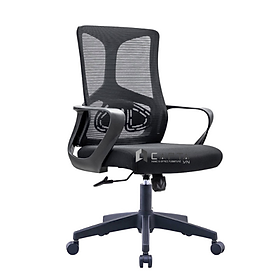 Ghế làm việc lưng trung lưới nệm vải màu đen CE07001-M Nội thất Capta