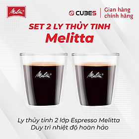 Set 2 ly espresso thủy tinh Melitta 2 lớp 80ml - Nhập khẩu từ Đức
