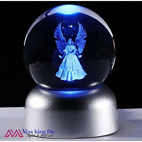 Mua Quà tặng QUẢ CẦU PHA LÊ KHẮC 3D Thiên Thần Hộ Mệnh