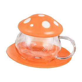 Tea Mug Mushroom Glass Coffee Cups with Strainer Filter Infuser for Loose Tea Cute Teapot with Ceramic lid Coaster Heat Resistant 290ML