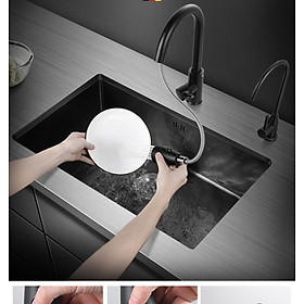 Mua Chậu rửa bát 1 hố cỡ lớn Kích thước 75x45cm inox 304 phủ nano đen chống bám bẩn