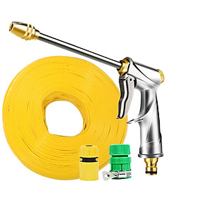 Bộ dây vòi xịt nước rửa xe, tưới cây đa năng, tăng áp 3 lần, loại 15m 206318 đầu đồng, cút, nối PE
