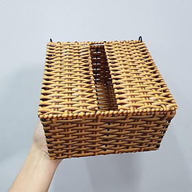 Mua Hộp khăn giấy nhựa giả mây hình vuông  hộp đựng giấy ăn khung sắt bền đẹp