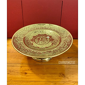 Mua Mâm bồng đựng hoa quả   đĩa đựng trái cây bằng đồng chữ Phúc 30cm