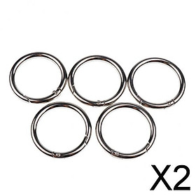 2x5 Pieces Round Push Gate Snap Open Hook Spring Ring Key Chain Carabiner 40mm
