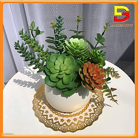 Mua Chậu Hoa Sen Đá Mini Cao Cấp Hoa Giả Decor Bàn Trà Kệ Tủ Văn Phòng Nhà Hàng DG-177