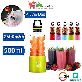Mua Máy Xay Sinh Tố Cầm Tay Mini Pin Sạc 4 Lưỡi BINGO JUICER CUP 500Ml  Máy Xay Sinh Tố Đa Năng Cầm Tay