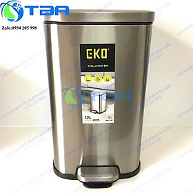 Mua Thùng rác đạp chân E-KO 12L hình vuông màu bạc nhập khẩu cao cấp