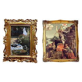 Rectangle Polyresin Picture Display Frame 4Inchx6inch Picture, Elegant+Retro Gold Rectangle Polyresin Picture Display Frame 24x29cm Photo