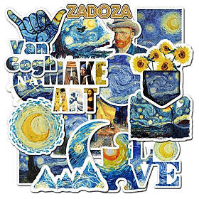 Bộ 50 Sticker The Starry Night Vangogh dán laptop , điện thoại,bình nước hình dán trang trí