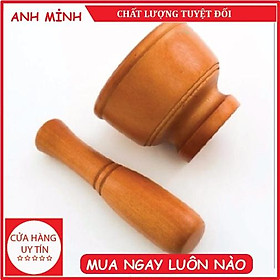 Mua (video) Bộ chày giã cối gỗ cao cấp Bộ chày cối gỗ hình lu tiện dụng trong nhà bếp cao cấp cỡ lớn