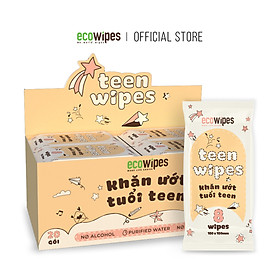 Khăn giấy ướt mini size EcoWipes gói 8 tờ không mùi nhỏ gọn tiện dụng cho