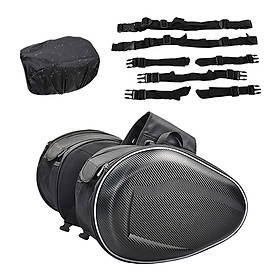 Motorcycle Saddlebags Rear Seat Side Bags Synthetic Leather Waterproof Cover Tool Bag Zipper Tool Bag Panniers Large Capacity