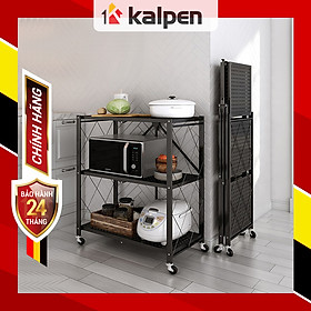 KỆ GẤP GỌN Để Đồ Đa Năng Nhà Bếp 3 Tầng Thông Minh Kalpen, Thép Carbon, Sơn Tỉnh Điện Chống Rỉ Cao Cấp, KTG3K87-03