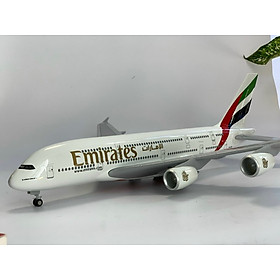 Mô hình máy bay Emirates Airlines 47 cm A380 UAE 4 động cơ có đèn led bánh