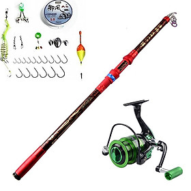 Bộ cần câu cá - Chính hãng - Cần carbon Siêu bền 2m7 - Kèm Máy kim loại JX Cao cấp - Tặng phụ kiện