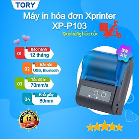 Máy in bill, in hóa đơn, in nhiệt không dây bluetooth Xprinter XP-P103. Thu tiền điện, nước, cửa hàng [HÀNG CHÍNH HÃNG]