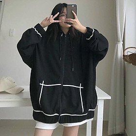 Áo khoác Hoodie nam nữ nỉ trơn Basic form rộng tay bồng khóa kéo có mũ Ulzzang giá rẻ màu đen, hồng, xanh than K038