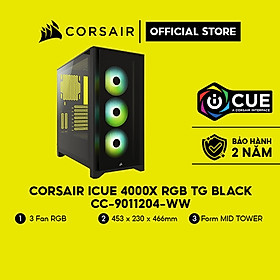 Vỏ máy tính Corsair iCUE 4000X RGB TG Black CC-9011204-WW Hàng chính hãng