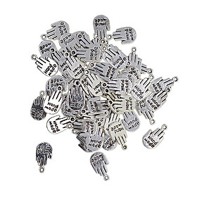 50Pcs Antique Silver Hand Palm Charms Pendants Vintage Style for Jewelry Making Necklace Earrings Accessories