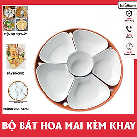 Mua Bộ Bát Đĩa Hoa Mai Kèm Khay Nhựa Gồm 5 Đĩa Kích Thước 33cm Bày Thức Ăn Thường Hay Đồ Cúng Đều Sang Trọng