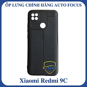 Ốp lưng cho Xiaomi Redmi 9C silicon giả da, chống sốc Auto Focus - Hàng Chính Hãng