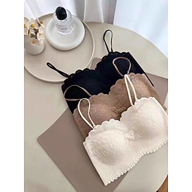 (BST Mới) Áo bra ren hoa 2 dây có mút ngực dáng croptop Vicci AV.12 sexy, sang chảnh Freesize