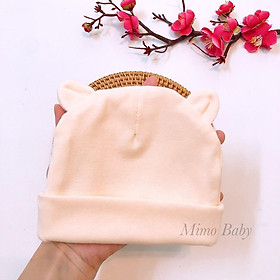 Mũ cotton sơ sinh tai gấu cho bé (0-6m) Full 10 màu