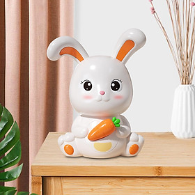 Cute Rabbit Piggy Bank Sculpture Money Box Crafts Saving Box Ornament Animal Statue Figurine for Cabinet Bedroom Living Room Desktop Gifts