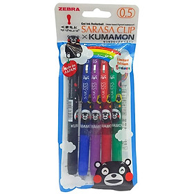 Bút Bi Bấm Zebra Sarasa Clip x Kumamon 5 Màu 0.5mm JJ15-K4-5CB