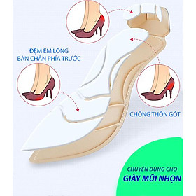 2 cặp lót giày cao gót mũi nhọn giảm size cho giày bị rộng, thoáng khí và êm chân- buybox - BBPK55